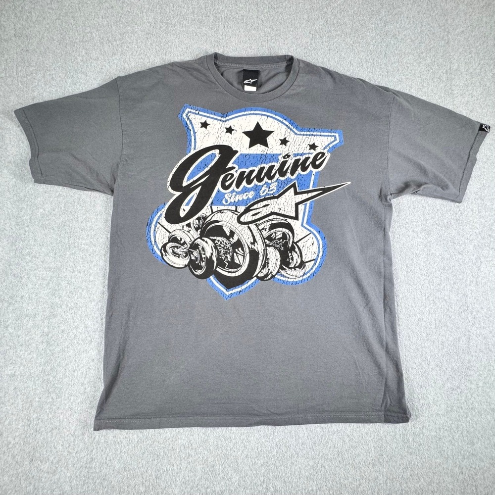 Vintage Alpinestars T SHIRT Mens XL Gray Racing Moto Retro Tee‎